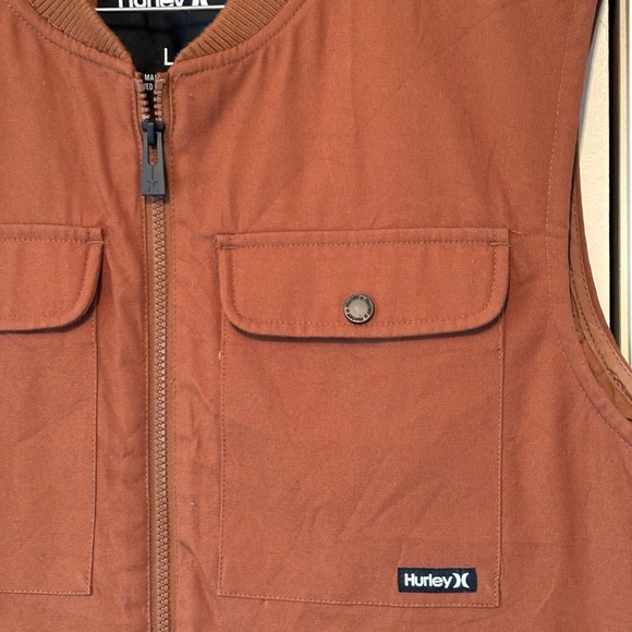 Mens Hurley Insulated Cotton Canvas Vest - Utility Vest - Picture 2 of 8